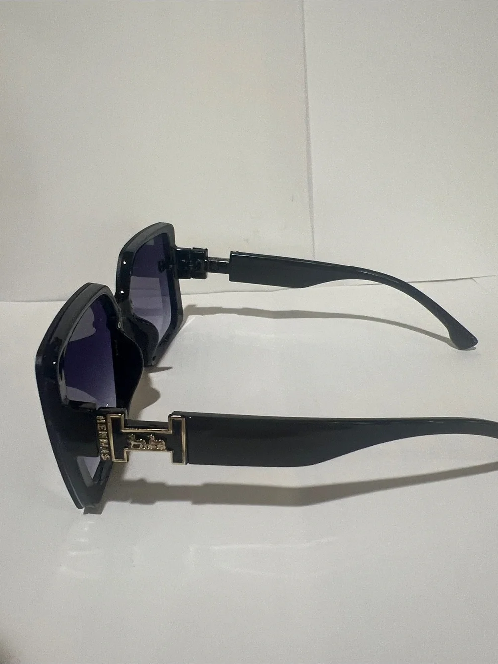 Henmas Black Sunglasses with Gold H Accent
